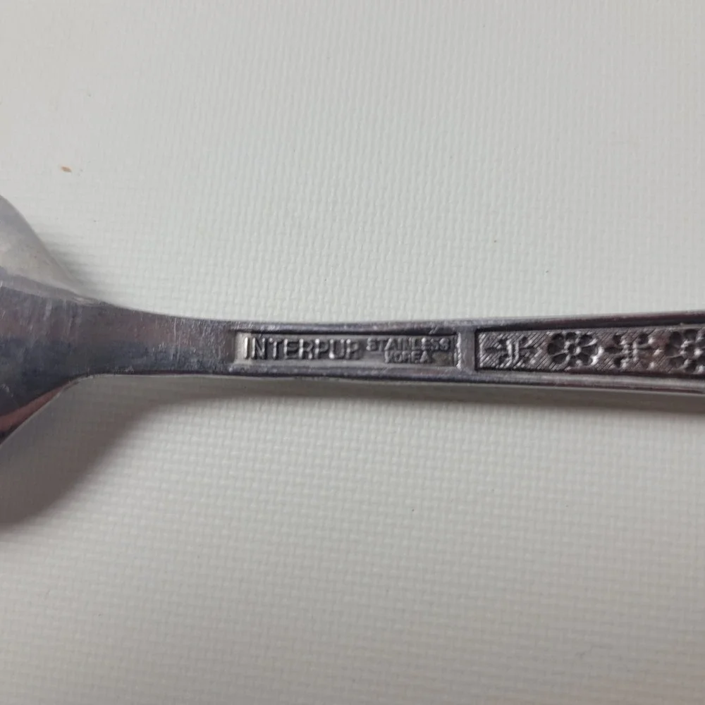 Interpur Florenz Stainless Steel Teaspoons Set of 7 Floral Fleur-de-lis Korea